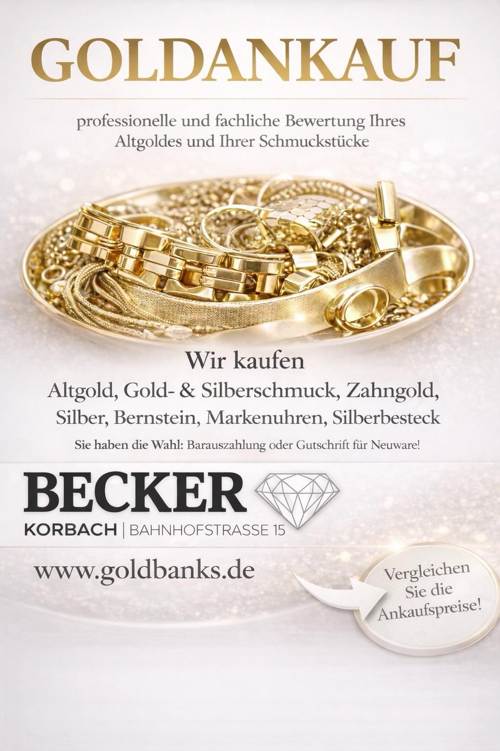 Goldankauf Korbach: Altgold, Schmuck & Zahngold fair bewertet