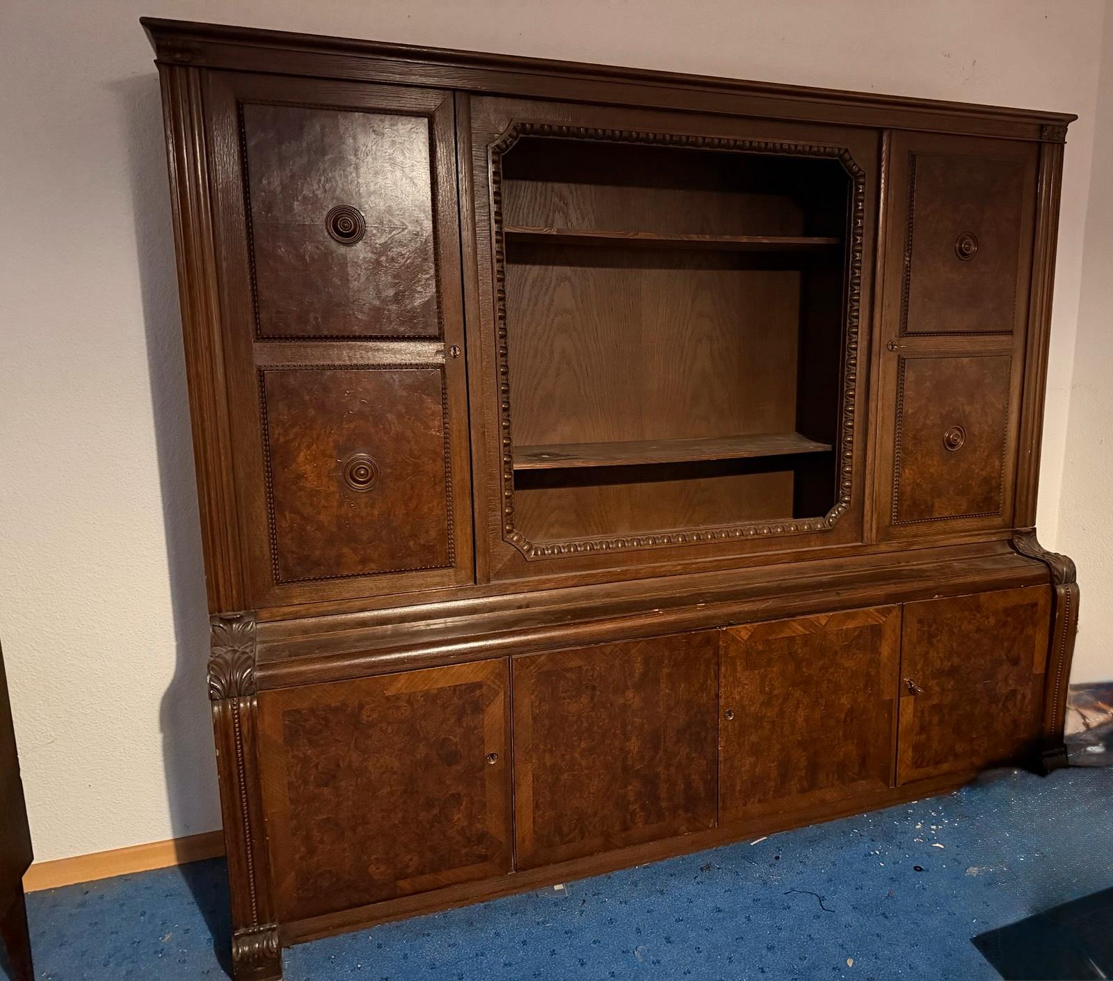Antiker Büroschrank aus Herrenzimmer, 80 Jahre